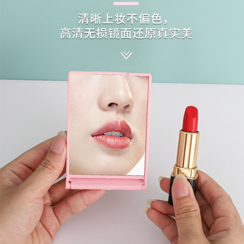 Folding cosmetic mirror wholesale can be printed with LOGO rectangular simple cosmetic mirror can be printed on both sides desktop mirror