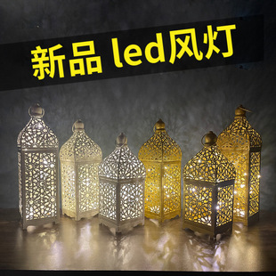 跨境创意ld铁艺风马灯镂空摩洛哥灯笼复古装饰摆件婚庆布置道具-阿里巴巴
