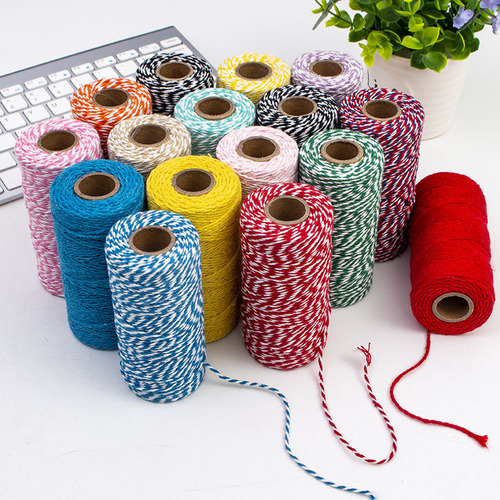 Handmade DIY dual-colored twisted cotton rope, black tag thin cotton rope for zongzi