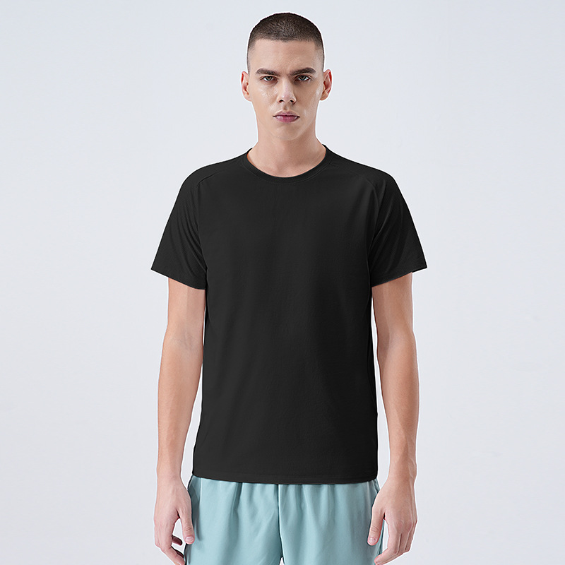 Camiseta de secado rápido para hombre, verano, cuello redondo, color sólido, deportes, ocio urbano, correr, transpirable para hombre, senderismo al aire libre, camisa de manga corta