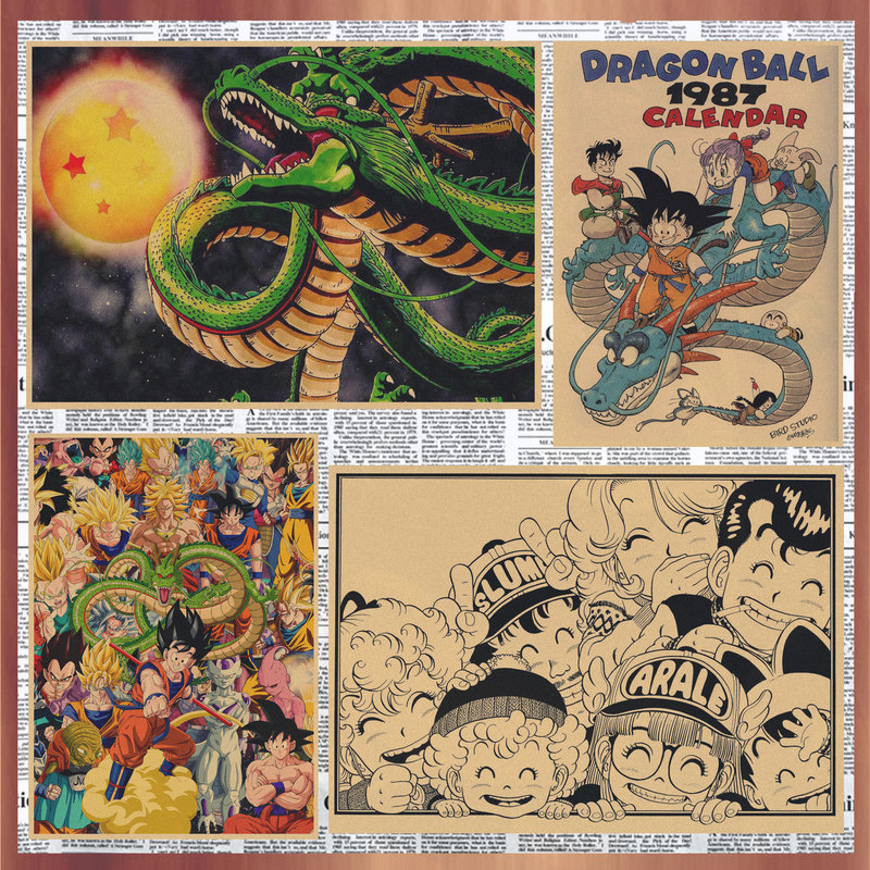 Japanese Anime Dragon Ball Alalei Retro Kraft Paper Poster Toriyama Ming Decorative Painting Monkey King Mural 316