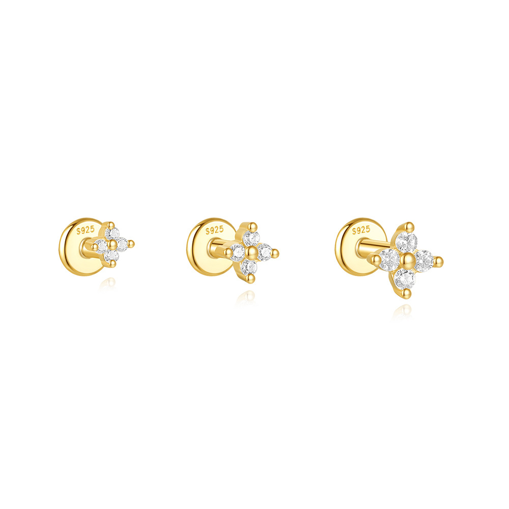 1g Weight Ear Studs Classification Ear Cartilage Rings & Studs Piercing Type 3 Pieces Set Quantity Daily, Festival Occasion 925 Sterling Silver Material Flower Pattern Women's Gender Plating Design Simple Style, Classic Style Style 3 Pieces Set Ear Cartilage Rings & Studs Simple Style Classic Style Flower 925 Sterling Silver Plating Ear Cartilage Rings & Studs 27