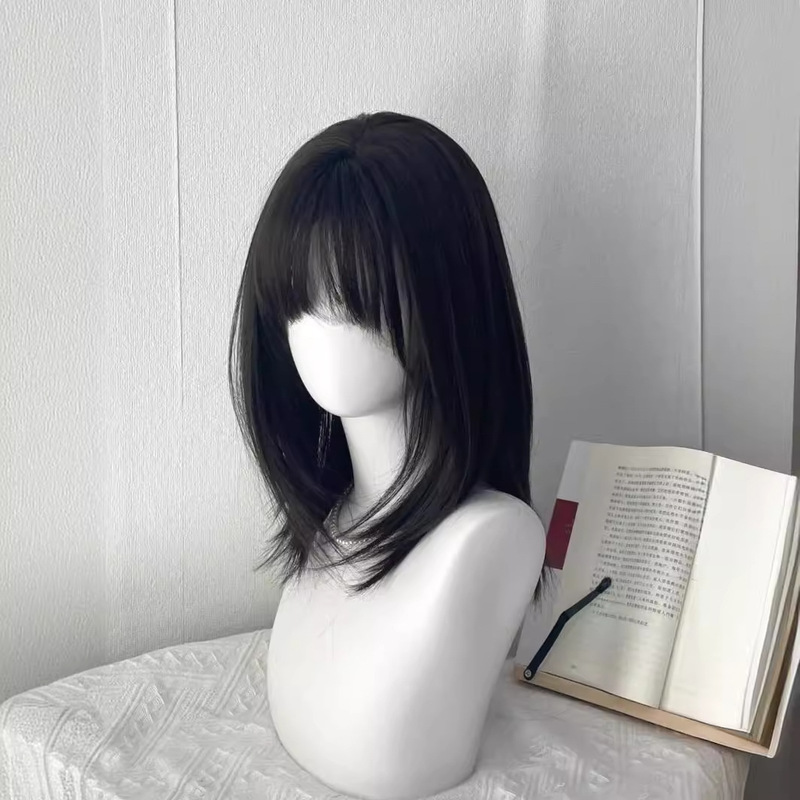 [millennium Clavicle Hair] Wig for Women with Medium and Long Hair, Natural Artificial Daily Natural Air Bangs, Full Clavicle Hair