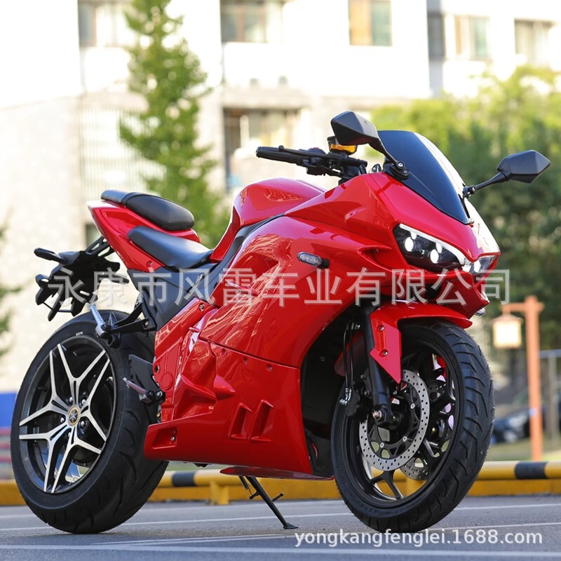 Ducati-Style Electric Motorcycle for Adults, 72V Large Sports Bike, High-Speed Battery Bike, Oil-To-Electric Conversion