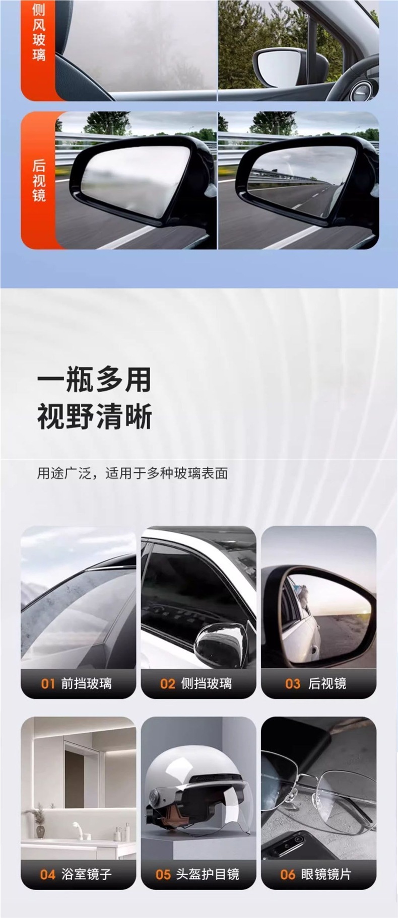 Anti-fog agent for winter car windshields and windows, long-lasting anti-fog spray for car interiors and rearview mirrors, rainproof spray