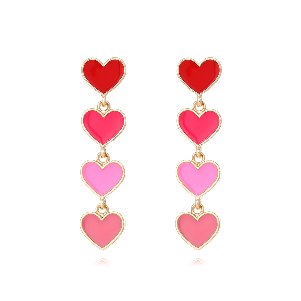 1 Pair Simple Style Heart Shape Enamel Zinc Alloy Drop Earrings display picture 2