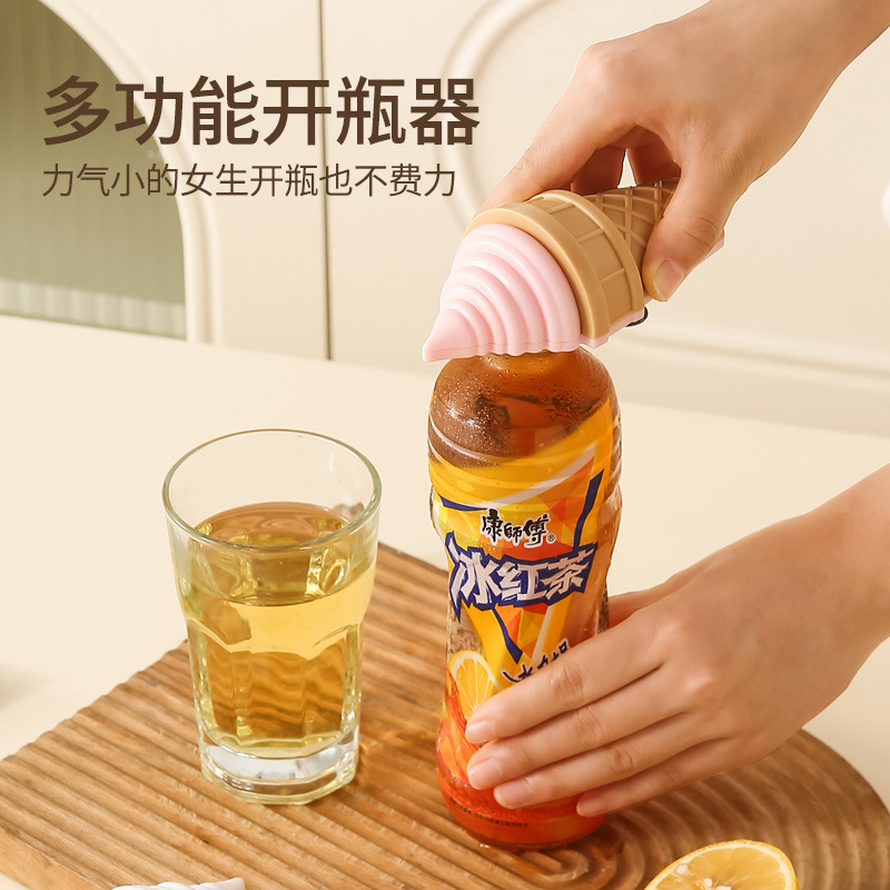 クリエイティブな磁気栓抜き、模擬アイスクリーム漫画、かわいいボトルツイスター、冷蔵庫の装飾、立体キャップリフター|undefined