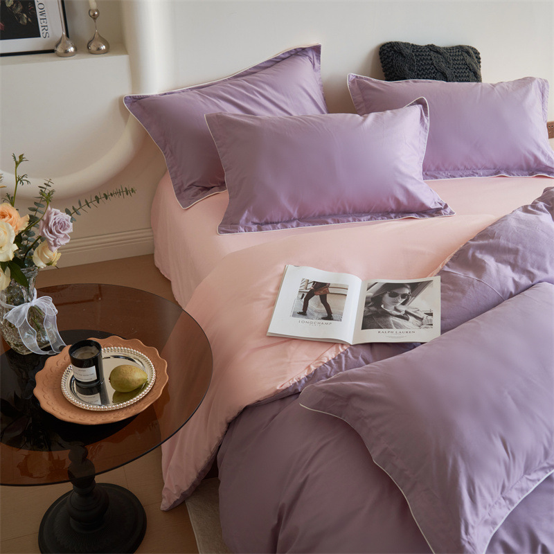 Elegant Maillard Solid Colour Cotton Duvet Cover Four-piece Set_voghion.com