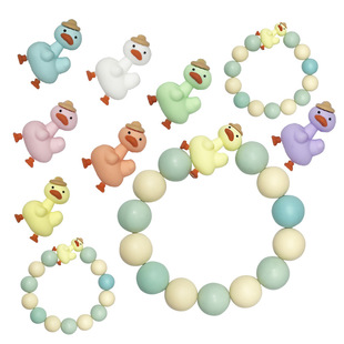 Cross-Border Silicone Beads Baby Teething Cartoon Teether Grab Goose DIY Jewelry Accessories Food Grade Silicone Beads