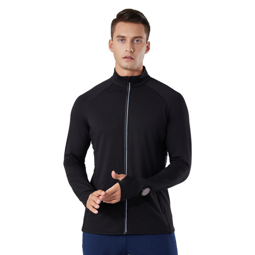 Sports breathable training warm long-sleeved outdoor fitness running casual cuff cover finger stand collar jacket