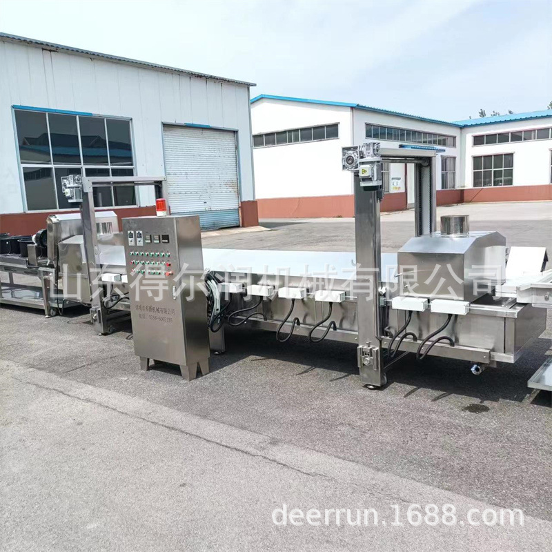 全自动虾条油炸机 膨化食品油炸流水线 滚筒调味 操作简单连续式