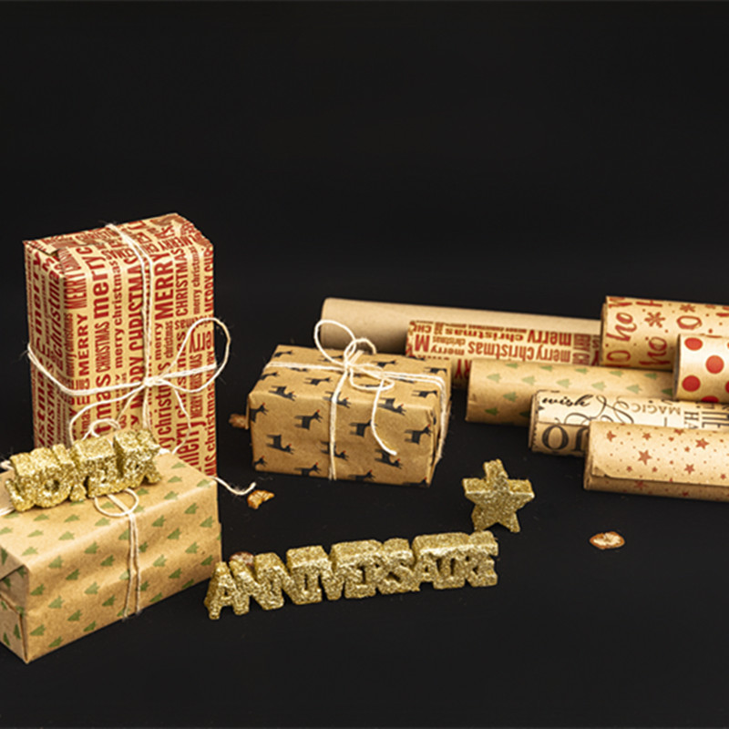 Papel de Regalo Navideño Transfronterizo, Papel Kraft Retro para Regalos de San Valentín y Cumpleaños, Venta al por Mayor Transfronteriza