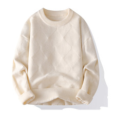 男士加厚秋冬季学生休闲衬衫圆领渐变色打底针织衫青少年保暖毛衣