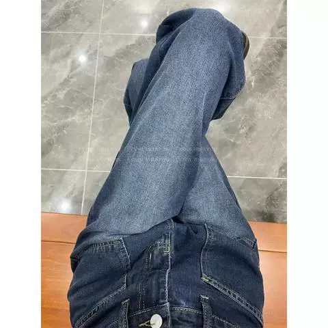 Темно-синие прямые джинсы женские весенне-осенние американские ретро с высокой талией тонкие свободные европейские и американские брюки с широкими ногами