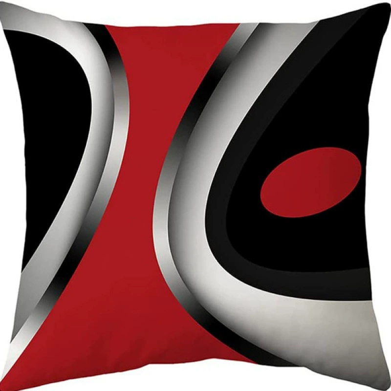 Красно-черный диван, подушка, съемная наволочка