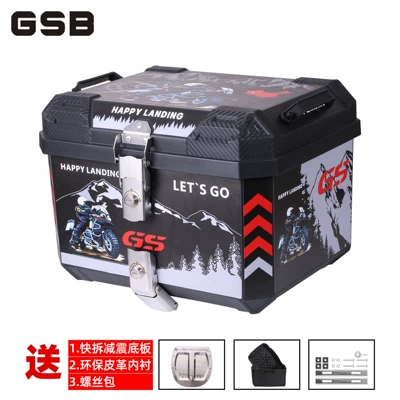 Motorcycle trunk storage trunk - 45l-ultimate-edition-black-snow-mountain-lining