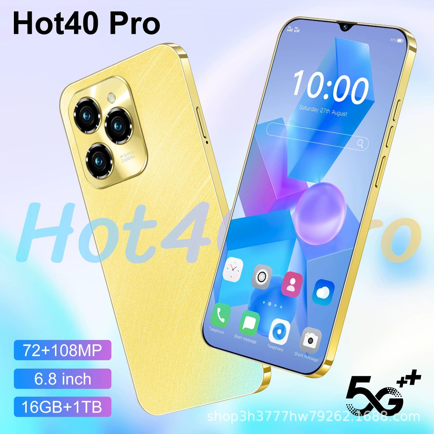 Хайпcross-border Hot40Pro большой экран 16+1T смартфон 6.7 иностранная торговля эксклюзивно для производителей-источников моментальная доставка