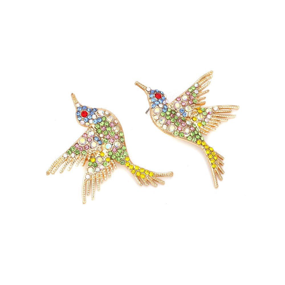 1 Pair Cartoon Style Bird Enamel Alloy Artificial Rhinestones Ear Studs display picture 3