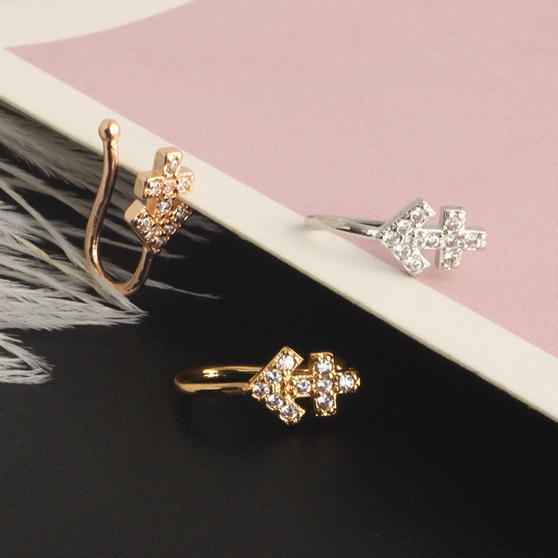 Simple Style Heart Shape Stainless Steel Inlay Zircon Nose Ring 1 Piece