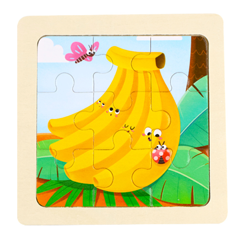 Fábrica directa de niños pequeños 9 piezas de dibujos animados de madera plano rompecabezas puzzle puzzle juguetes de educación temprana para bebés image 49