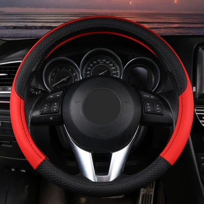Car steering wheel cover summer Steering wheel cover - superior-black-red-38cm