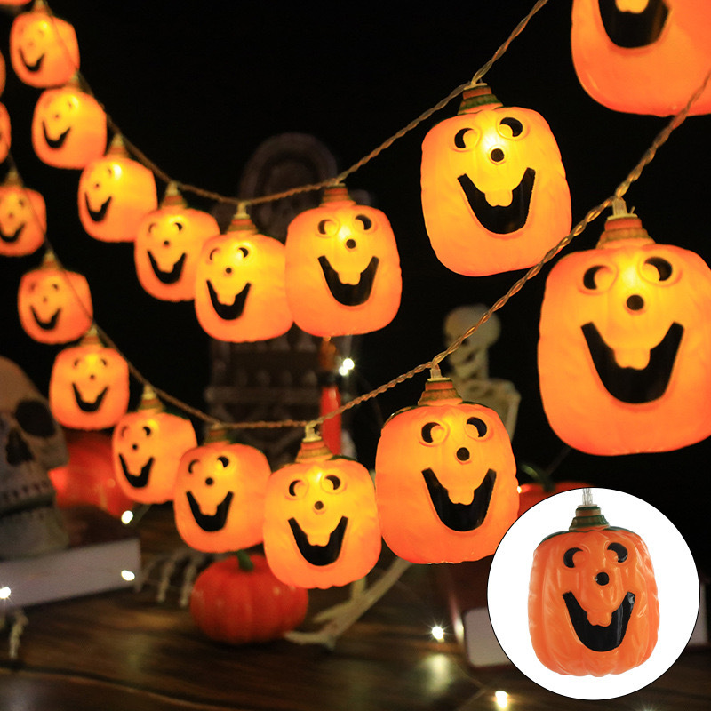 Luces LED transfronterizas, luces de cadena para Halloween, luces solares con forma de calabaza, luces decorativas para días festivos, luces de ambiente festivo para exteriores, luces coloridas