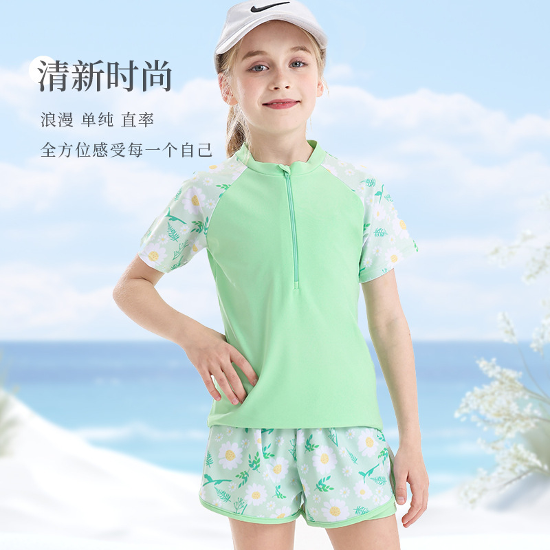 女の子の水着の子供の高級感2025の新型の分体セットの中で大きい子供の専門は水着の卸売りを訓練します。|undefined