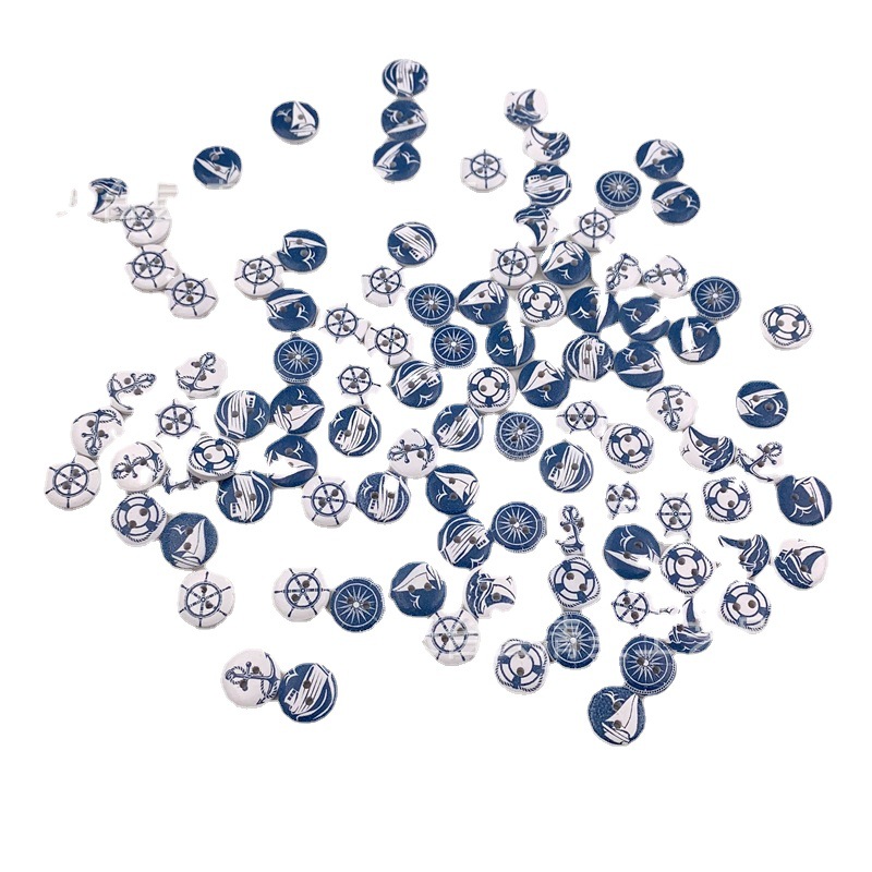 15mm tema náutico botones de madera materiales hechos a mano sobre fondo blanco botones navales proceso al por mayor 100 piezas por paquete