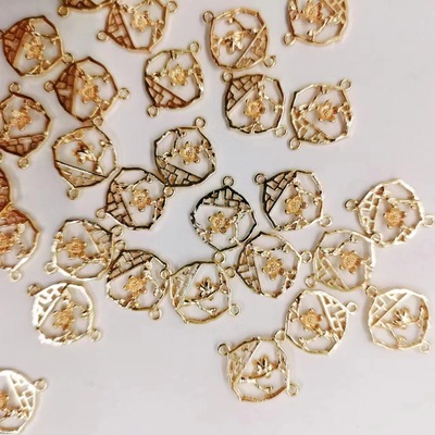 Медная китайская шпилька, серьги, 17mm, в цветочек, DIY