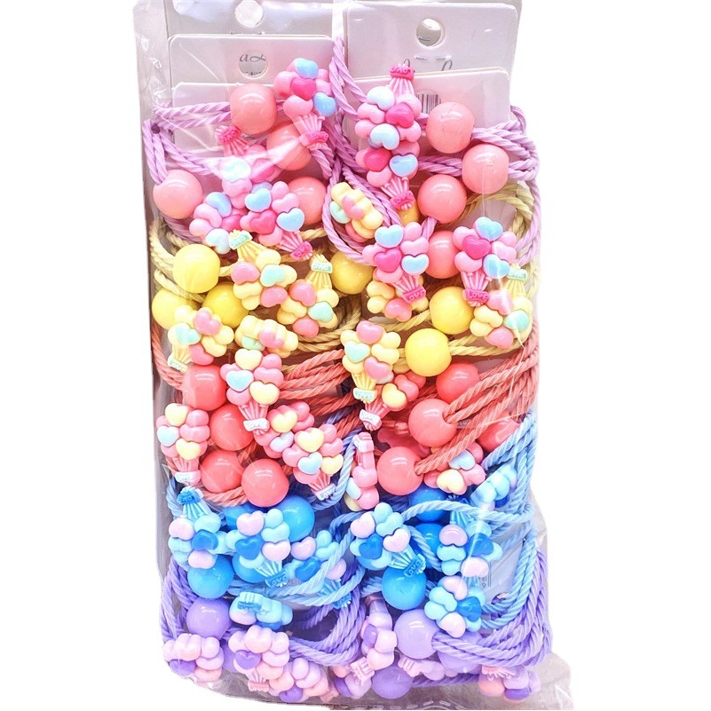 Cuerda de pelo para niños de color caramelo dulce 2 piezas cuerda de pelo montada en la tarjeta Linda banda de goma chica de conejo 2 yuanes supermercado tienda accesorios para el cabello