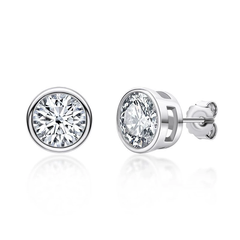 Классические серьги-гвоздики S925 стерлинговое серебро, мозайка Moissanite 0,1–2 ct, варианты позолоты