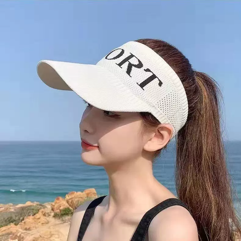 春夏季防晒空顶帽女户外运动网红遮阳帽针织帽跑步骑车鸭舌太阳帽