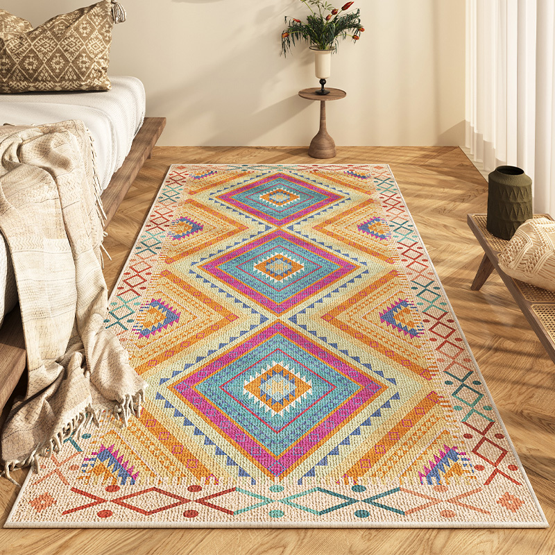 Alfombra bohemia al lado de la cama dormitorio alfombra de la cama principal turca ventana flotante alfombra de la habitación alfombra libre