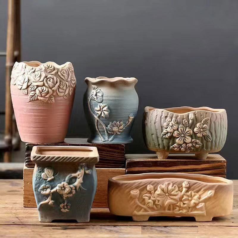 Nuevo retro gradiente suculenta maceta cerámica hogar carne planta especial pequeña olla de barro fábrica directa al por mayor