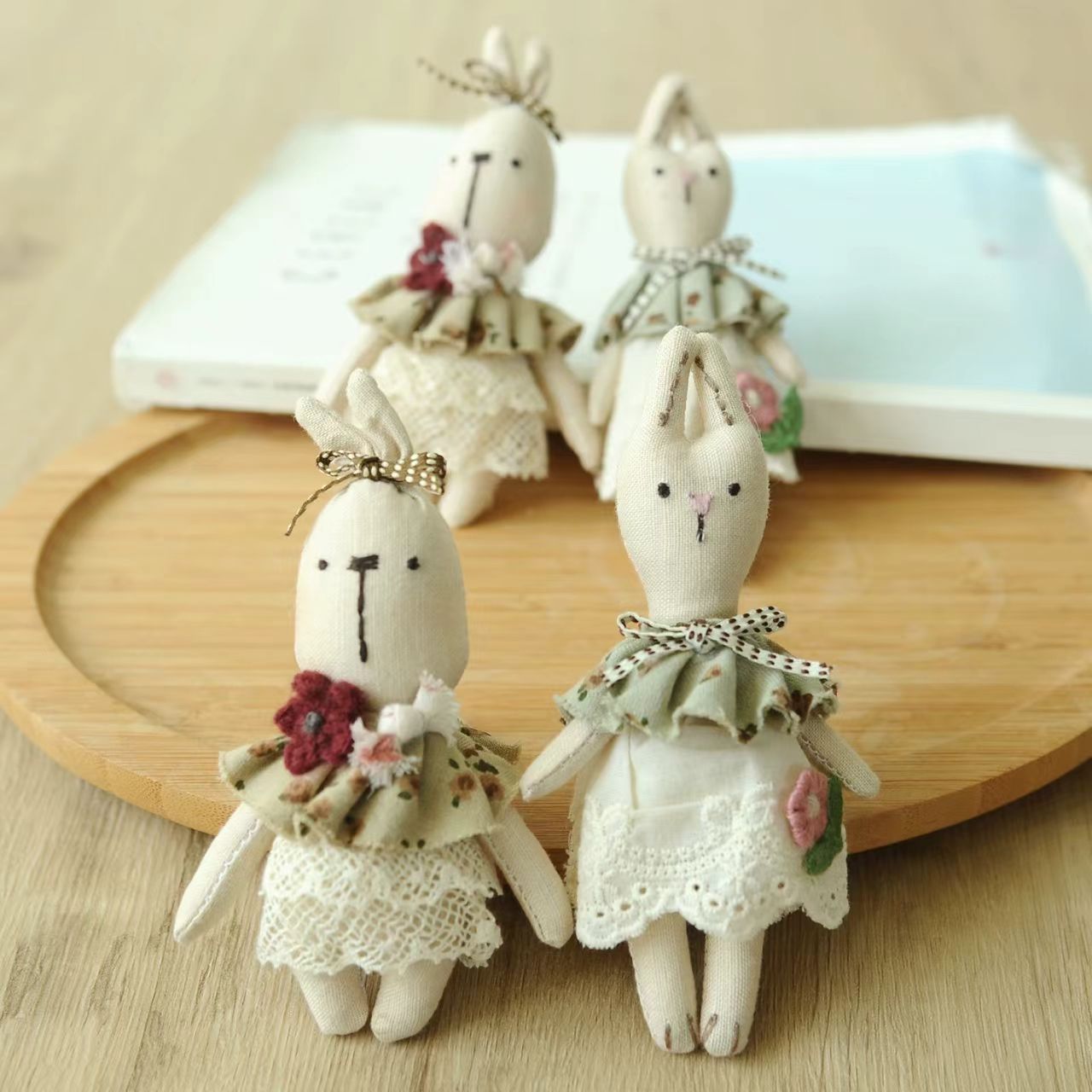 Forest Style Literary and Artistic Small Fresh and Cute Shawl Skirt Fabric Bunny Doll Brooch Lanyard Necklace for Women