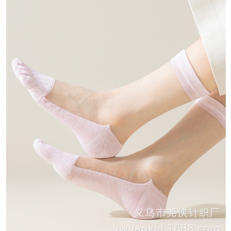 5本指の靴下の女性の綿の靴下の夏の薄いタイプの氷の網の目の足の指の指の靴下の防臭は汗を吸収して足の指の靴下を分けます。|undefined