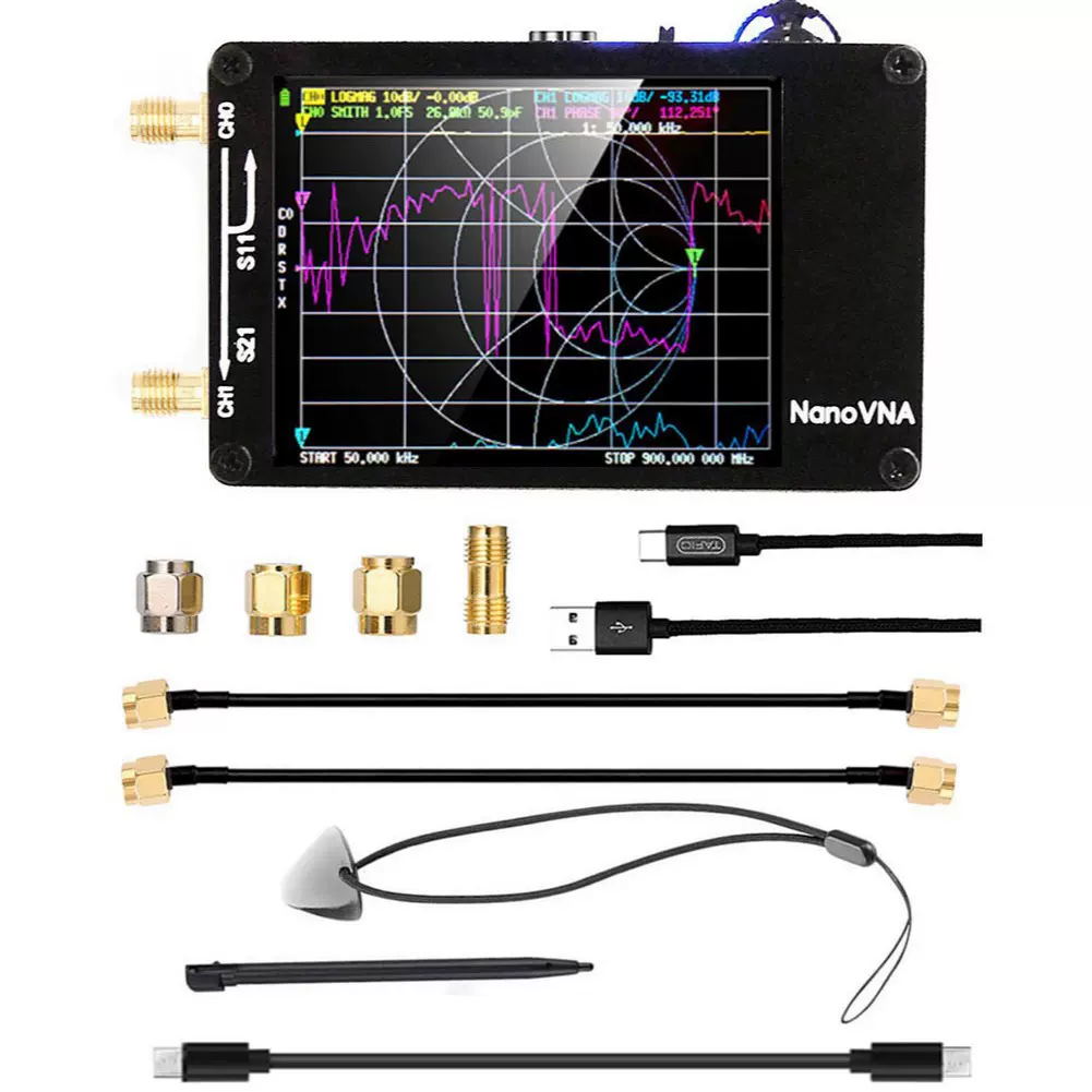 NanoVNA-H升级版天线矢量网络天线分析仪 MF HF VHF UHF 带SD卡槽