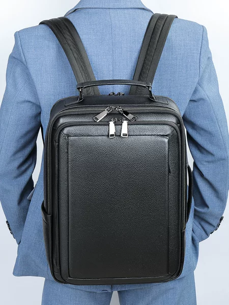 Genuine Leather Backpack Men's Top Layer Cowhide Backpack Multifunctional Large Capacity Computer Bag Travel Bag Casual Soft Leather Schoolbag