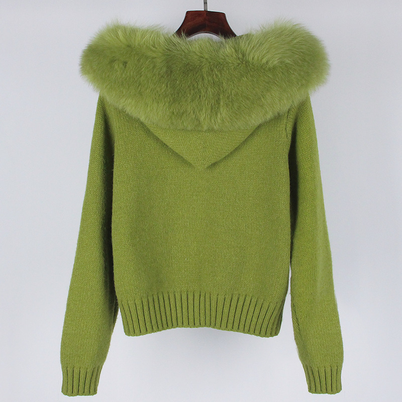 Women's Clothing Spring Jacket Women Zipper Real Fox Fur Collar Hooded Cardigan Tops Jacket Women High end Spring and Autumn_ipsvogv.com