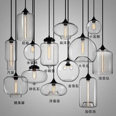 Nordic glass pendant light retro restaurant bar counter pub café minimalist creative personalized single lampshade lighting