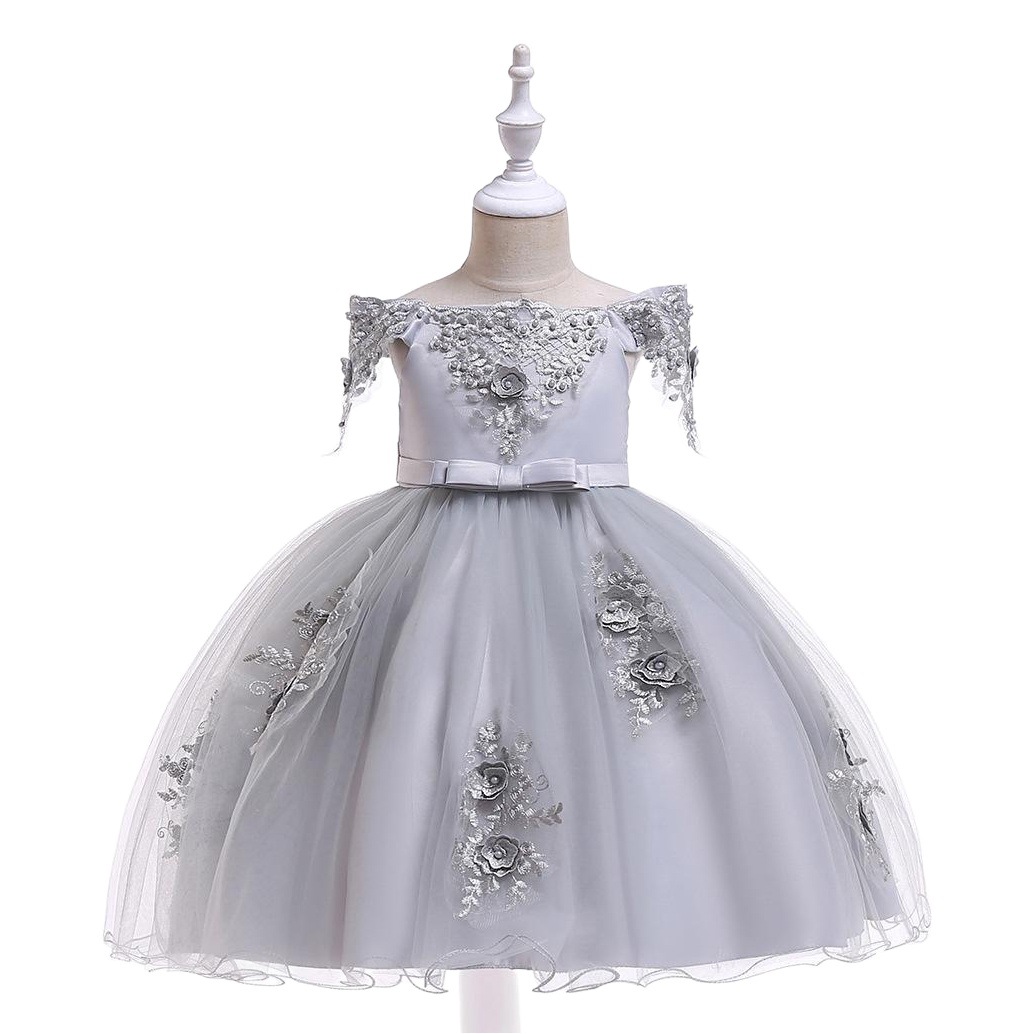 Vestido de novia infantil de nuevo estilo para niñas, vestido floral con cuentas y lazo, vestido de princesa con volantes para niña de las flores.