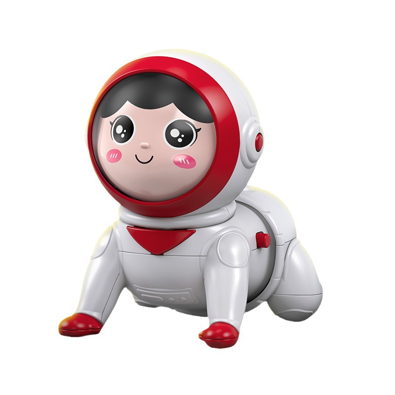 Cross-border gateando muñeca espacio astronauta eléctrico diversión música luz bebé juguete bebé aprendizaje gateando juguete