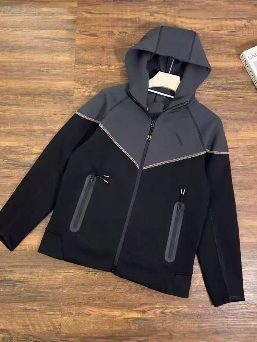 2025 primavera y otoño deportes de ocio algodón transpirable de dos lados cremallera Hooded hombre 48 abrigo 49 juego de pantalones