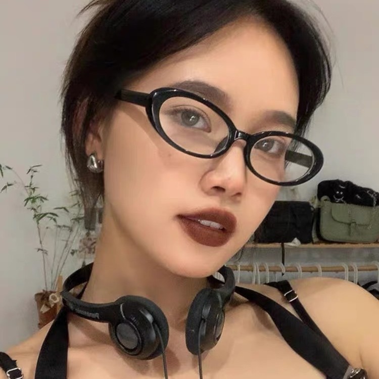 Versatile Minimalist Retro Eyeglass Frames, Social Media Influencers, Korean Style Blue Light Blocking Black Frame Glasses, Flat Lenses For_voghion.com
