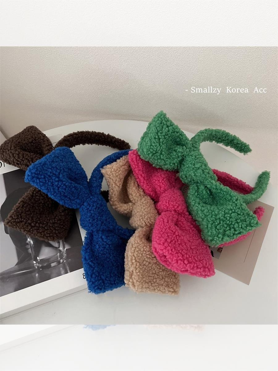 Importación coreana de lana de cordero de color retro gran abrazadera de cabello de arco abrazadera de cabello otoño y invierno lavar la cara abrazadera de cabello red adornamiento para mujeres