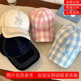 金丝宝宝格子棒球帽秋冬百搭韩版蝴蝶结批发大帽檐宽檐休闲百搭