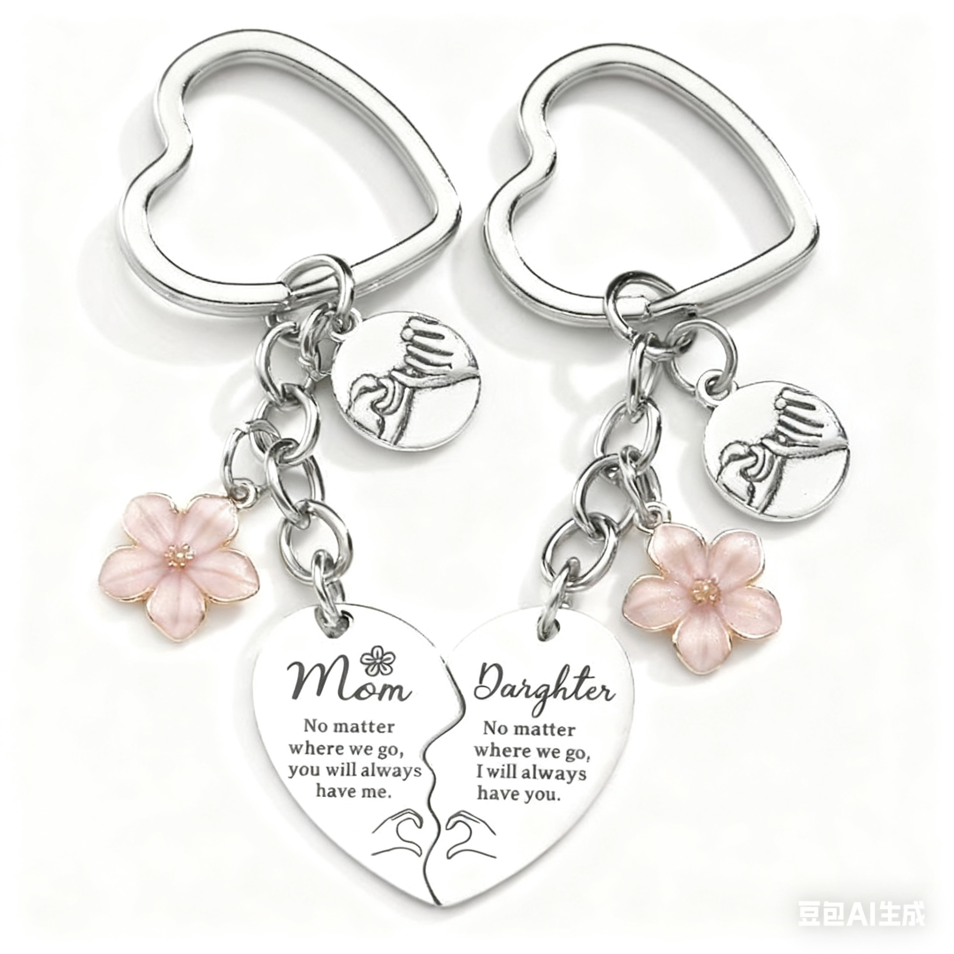 新款亚马逊跨境热销不锈钢钥匙扣心形钥匙扣送情侣的节日饰品礼物