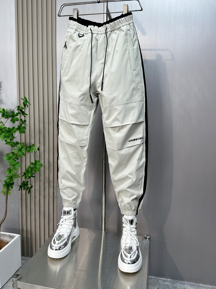Trendy brand work for men in spring summer, thin fit, loose fitting, ankle tied, casual cropped pants, Korean version,_voghion.com