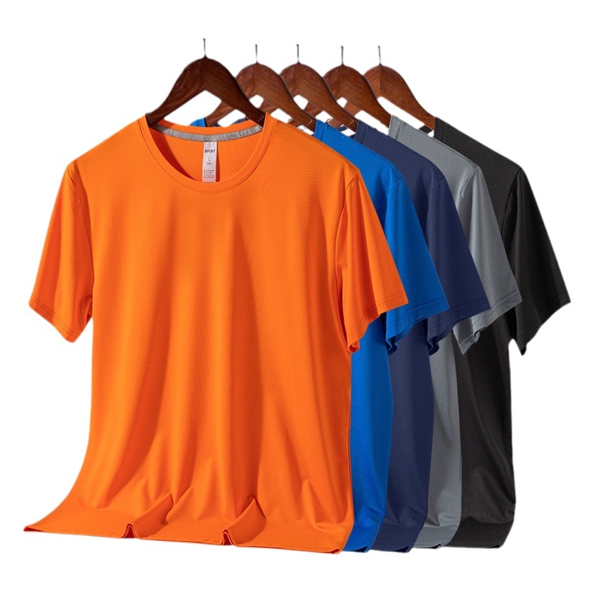 Camiseta de manga corta deportiva de seda de hielo para hombres y mujeres de verano casual camiseta suelta correr fitness malla transpirable de secado rápido