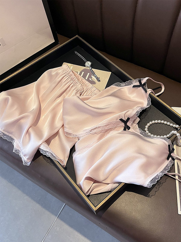 2026 Spring/Summer Silk Camisole Shorts Pajama Set Two-Piece Organic Mulberry Silk Homewear Thin Fashionable Style 2026 Spring/Summer Silk Camisole Shorts Pajama Set Two-Piece Organic Mulberry Silk Homewear Thin Fashionable Style